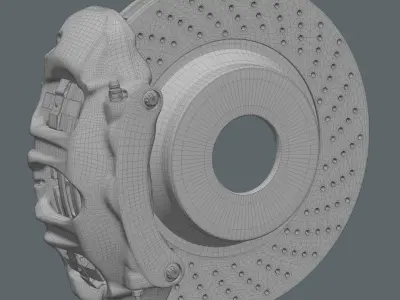 Brake assembly for racing car 3D model