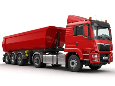 Truck 4X2 with Tipper Trailer 3D model