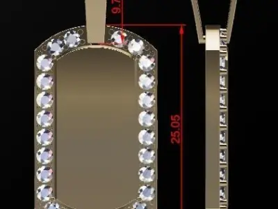 Dainty Diamond Dogtag ID Bar Pendant 3D print model