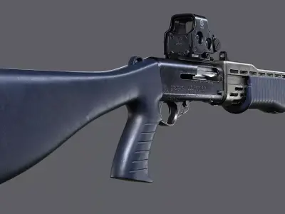 SPAS-12 with plastic stock Low-poly 3D model