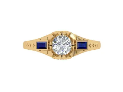 Round  Stone Art Deco Ring 3D print model purchase