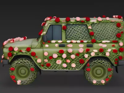 Rose Camouflage Military SUV 3D Model Low-poly 3D model