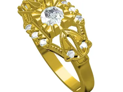 Antique Vintage Style Cocktail Ring 3D print model