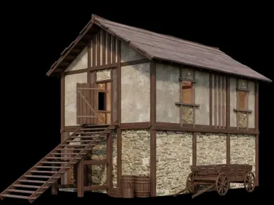 Medieval House 06 - 4K Textures Game Ready Low-poly 3D model