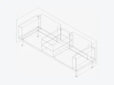 Sofa - Contemporary - Flame - Medium - Central Shelf Low-poly 3D model get