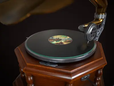 Vintage gramophone Low-poly 3D model