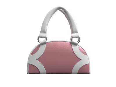 Pink Leather Half moon Tote Bag 3D model