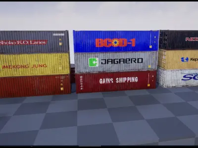 Shipping Containers with various skins Low-poly 3D model