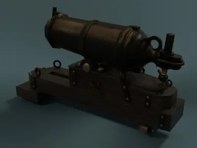Carronade Cannon 32lbs Low-poly 3D model