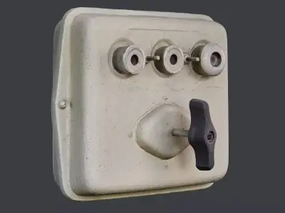 Old Circuit Breaker Box with Switch Low-poly 3D model