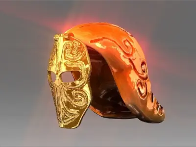 Golden Mask Helmet Low-poly 3D model