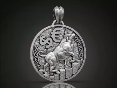 Bull trader amulet pendant 3D print model