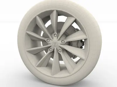 Tesla Model X Wheel and Brake 3D model