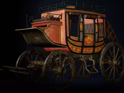 Stagecoach Low-poly 3D model