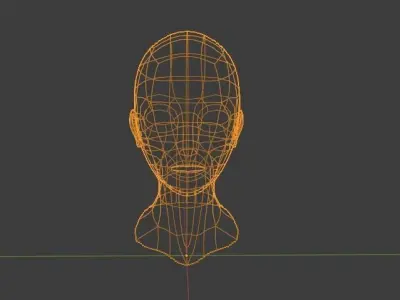 Female head Low-poly 3D model