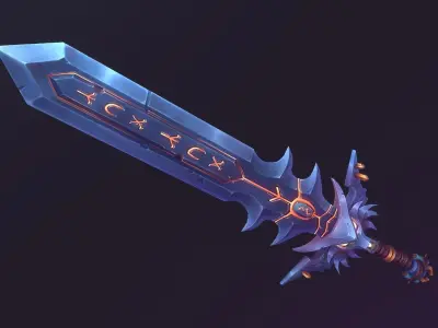 Stylized Witcher Sword Low-poly 3D model