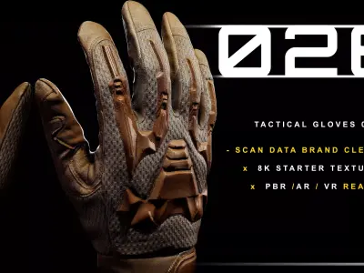 Tactical Gloves 026 Low-poly 3D model