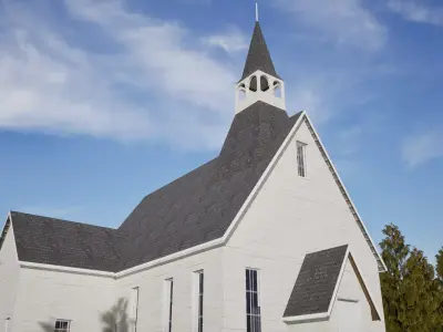 18th Century Gothic Church  Colonial American Chapel   Low-poly 3D model