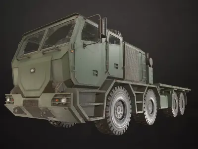 Heavy Military Truck V2 - Flatbed Low-poly 3D model