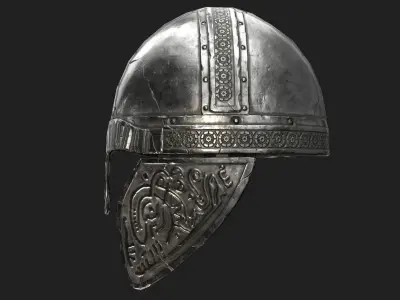 Viking Helmet Low-poly 3D model 5