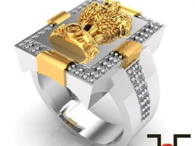 0199 - Ashok Stambh Gold Ring 3D print model