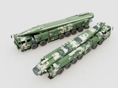 Chinese military ballistic missile weapons space weapon missiles 3D model