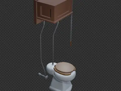 Pull chain toilet 3D model