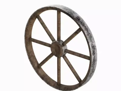Western Wooden Wheel 02 3D model
