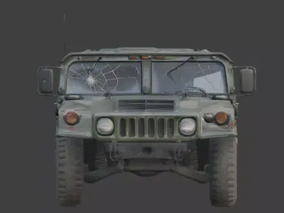 Damaged Armored Humvee Military Vehicle 3D Model v02 Low-poly 3D model