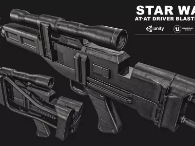 Starwars AT-AT Driver Blaster Rifle Low-poly 3D model