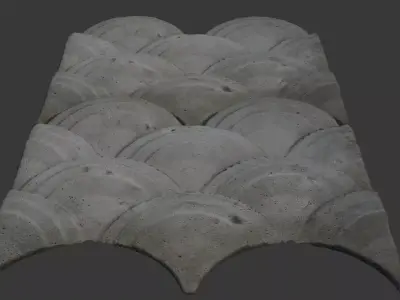 Antique Stone Roof Tile 3D Scan Low-poly 3D model