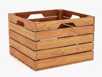 Wooden Box V4 - Open Slatted Storage Crate 3D model