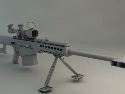 Barrett 3D Model sniper rifle Low-poly 3D model