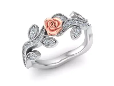 Rose Flower Ring 3D print model 3D print model