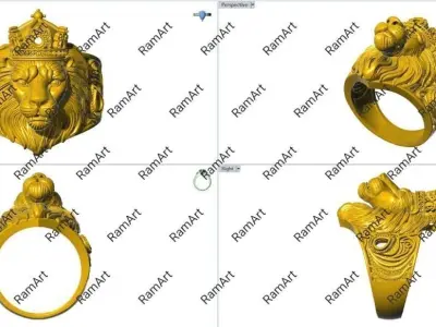 Lion ring lion face ring 3D model 3D print model