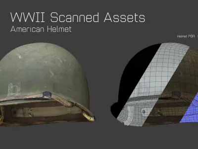 US Helmet - WW2 Scanned Asset Pack Low-poly 3D model