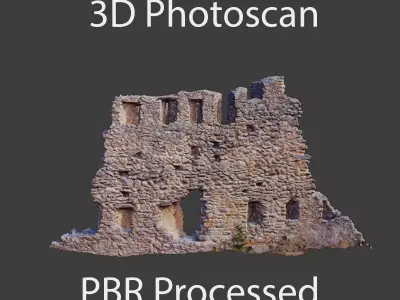 Castle Wall Castle ruins PBR Scanned Low-poly 3D model
