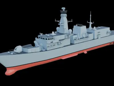 Type 23 frigate Low-poly 3D model