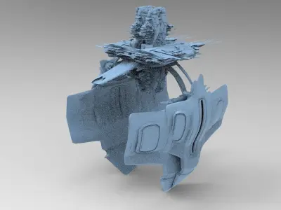 Sci fi Train rail top 2  3D model