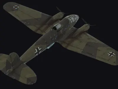 Heinkel He 111 Luftwaffe Germany Medium Bomber  WW2 War Low-poly 3D model