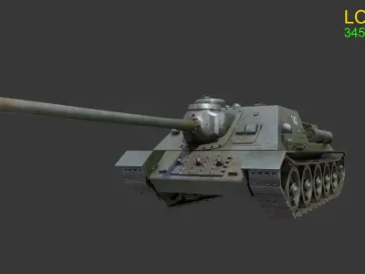Asset - Army - Tank - Su 100 Low-poly 3D model