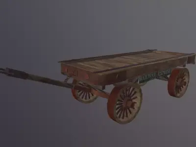 Wooden cart 3D Model Low-poly 3D model