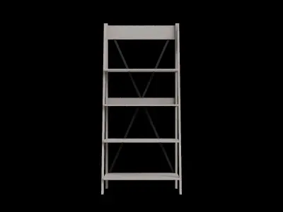 Industrial Farmhouse X Back Ladder Solid Wood Bookcase 3D model