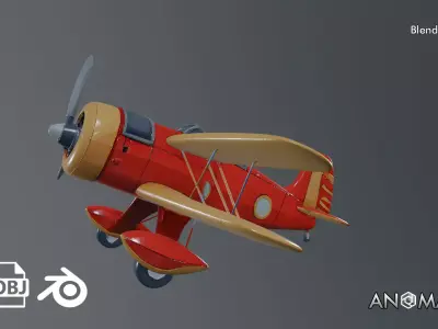 retro biplane 3D model