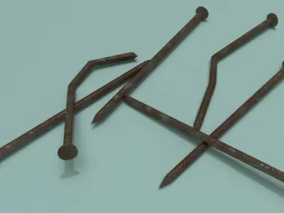 rusty Metal nail - Game Ready - VR AR Low-poly 3D model