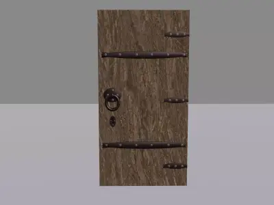 Stylized Medieval Wooden Door Low-poly 3D model