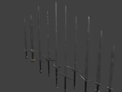 Set of Ten Different Swords Low-poly 3D model