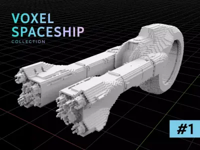3D VOXEL SPACESHIP Collection 1 3D model