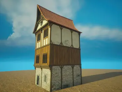 Medieval old House4-interior and exterior design Low-poly 3D model