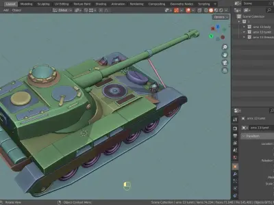 AMX 13 TANK BASE MESH Low-poly 3D model